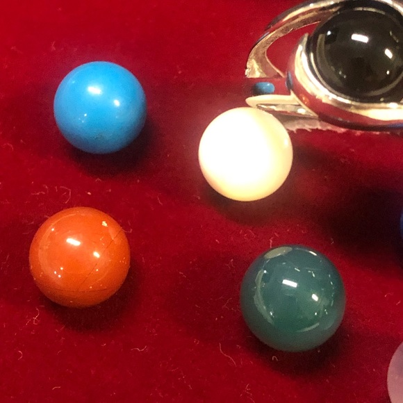 Sterling silver interchangeable marble stone ring - Picture 2 of 11